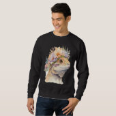 Sweatshirt Cute Bearded Dragon Flower Crown Floral Watercolor (Devant entier)
