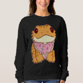 Sweatshirt Cute Bearded Dragon With Doughnut (Devant)