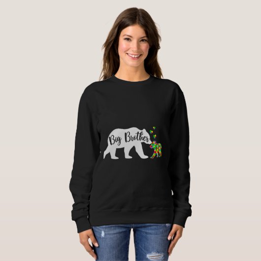 Sweatshirt Cute Big Brother Bear Sensibilisation sur l'autism (Devant entier)
