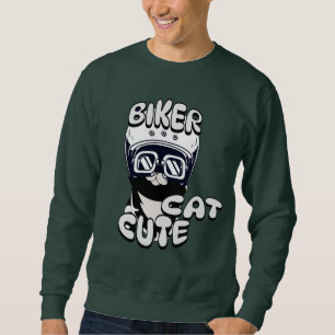 Sweatshirt Cute Biker Cat équitation moto, simple et élégant