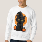 Sweatshirt Cute Black Cat Cartoon T-Shirt | Funny Gift for Ca (Devant)