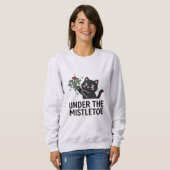 Sweatshirt Cute Black Cat Plant Holiday Cartoon Christmas (Devant entier)