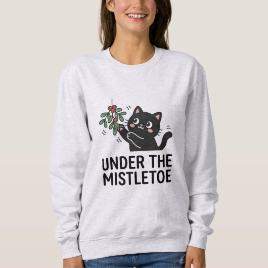 Sweatshirt Cute Black Cat Plant Holiday Cartoon Christmas (Devant)