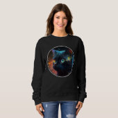 Sweatshirt Cute Black Cat  retro colorful Aesthetic Black Cat (Devant entier)