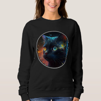 Sweatshirt Cute Black Cat retro colorful Aesthetic Black Cat