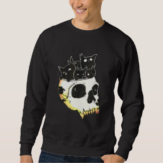 Sweatshirt Cute Black Kittens In Skull Art