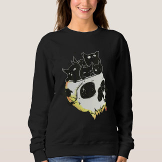 Sweatshirt Cute Black Kittens In Skull Art