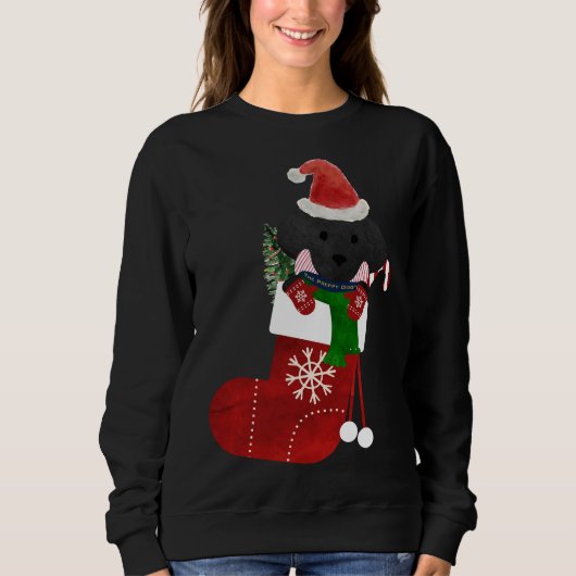 Sweatshirt Cute Black Lab Chiot Noël Stocker (Devant)