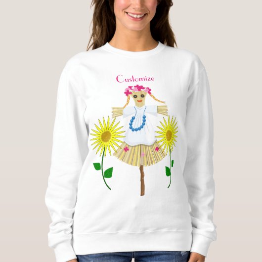 Sweatshirt Cute Blonde Pigtails Scarecrow (Devant)