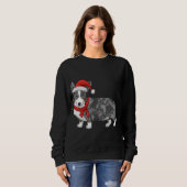 Sweatshirt Cute Blue Merle Cardigan Corgi Santa Hat (Devant entier)