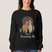 Sweatshirt Cute Boho Llama Bohemian Rainbow Llamazing Day Pos (Devant)