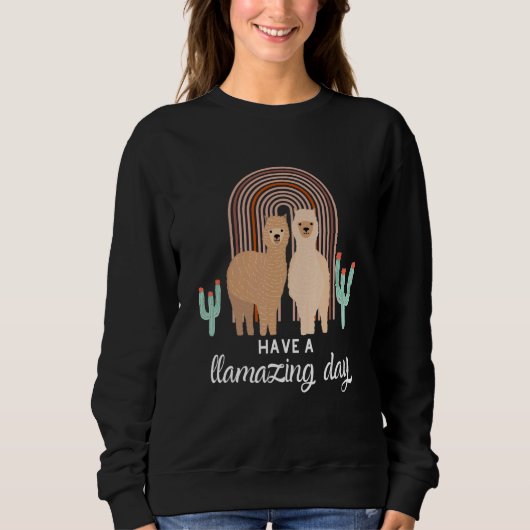 Sweatshirt Cute Boho Llama Bohemian Rainbow Llamazing Day Pos (Devant)