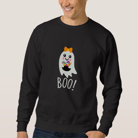 Sweatshirt Cute Boo Ghost brings sweets for Halloween (Devant)