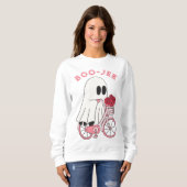 Sweatshirt Cute Boo-Jee Ghost sur Vélo Halloween (Devant entier)