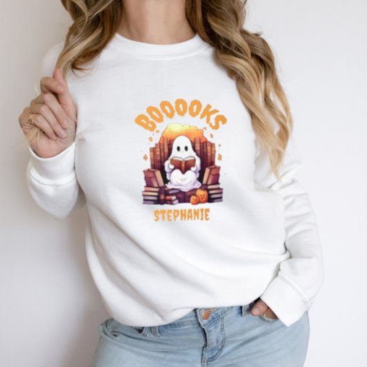 Sweatshirt Cute Book Lover Halloween Ghost Professeur Bibliot