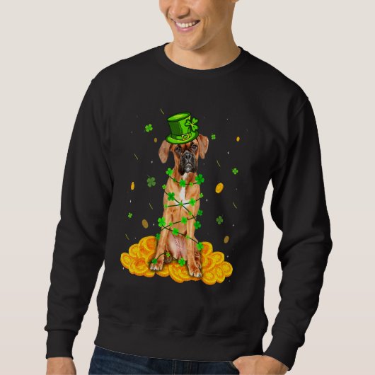 Sweatshirt Cute Boxer Chien Jour de la Saint Patrick irlandai (Devant)