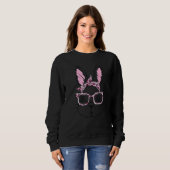 Sweatshirt Cute Bunny Face Leopard lunettes Headband Happy Ea (Devant entier)