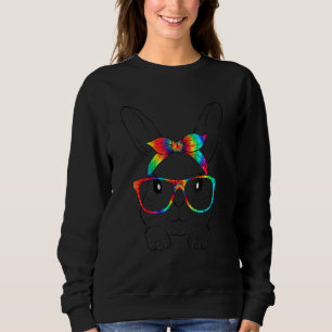 Sweatshirt Cute Bunny Face Leopard lunettes Headband Happy Ea