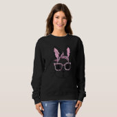 Sweatshirt Cute Bunny Face Leopard lunettes Headband Happy Ea (Devant entier)