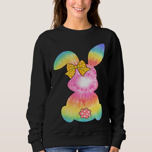 Sweatshirt Cute Bunny Rabbit Tie Dye Bow Tie Easter Day Girls (Devant)