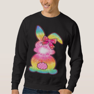Sweatshirt Cute Bunny Rabbit Tie Dye Bow Tie Easter Day Girls