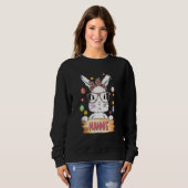 Sweatshirt Cute Bunny Visage Empreinte de léopard Lunettes Na (Devant entier)