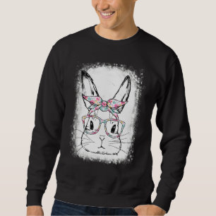 Sweatshirt Cute Bunny Visage Floral Lunettes de tête Happy Es