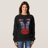 Sweatshirt Cute Butterfly USA Flag 4th Of July for USA Americ (Devant entier)