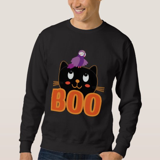 Sweatshirt Cute Cat Bird Boo Halloween Cats Love Halloween (Devant)