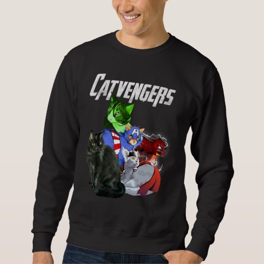Sweatshirt Cute Cat Catvengers Strong Cat Team Cat (Devant)