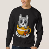 Sweatshirt Cute Cat Kitty in a coffee or tea cup (Devant)