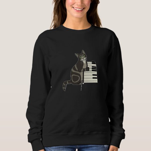 Sweatshirt Cute Cat Kitty Playing Music Piano Musician Cat (Devant)