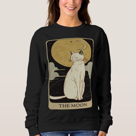 Sweatshirt Cute Cat Lover, Moon Tarot Card, Cat Tarot Card, F (Devant)