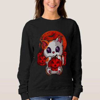 Sweatshirt Cute Cat Pumpkin Moon Halloween Cat