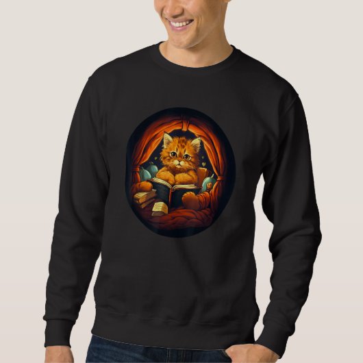 Sweatshirt Cute Cat Reading In Bed Reading For Book Mom Dad (Devant)