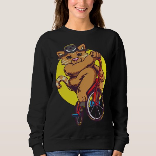Sweatshirt Cute cat riding a BMX bike (Devant)