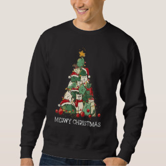 Sweatshirt Cute Cat Santa Hat Christmas Tree Cat  Meowy Xmas