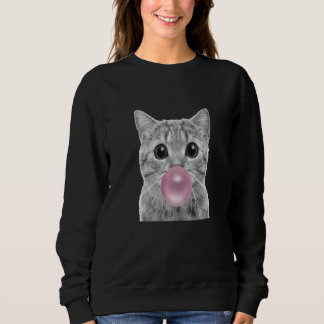 Sweatshirt Cute cat with chewing gum bubble cat chewing gum R