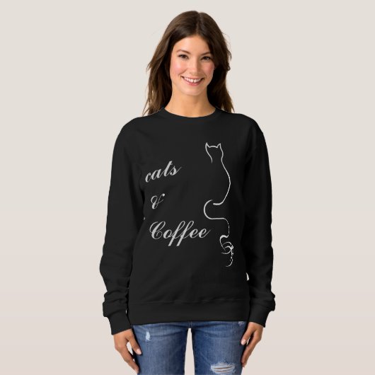 Sweatshirt Cute Cats et Café (Devant entier)