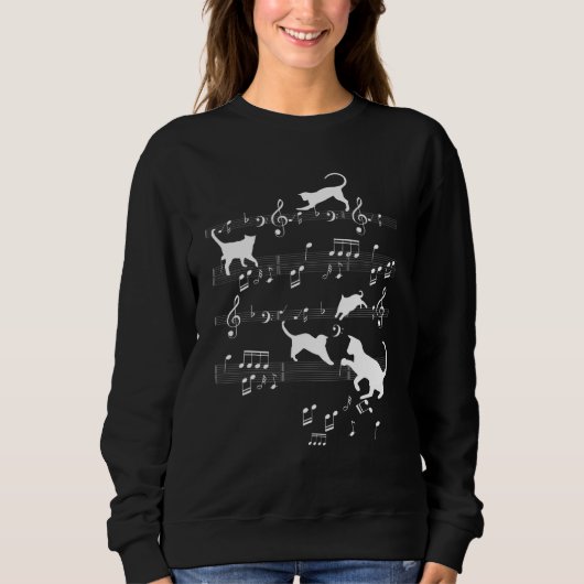 Sweatshirt Cute Cats Jouer Avec Partition Notes Kittie (Devant)