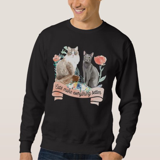 Sweatshirt Cute Chat Ca Chat Chat Tee - shirt Chat (Devant)