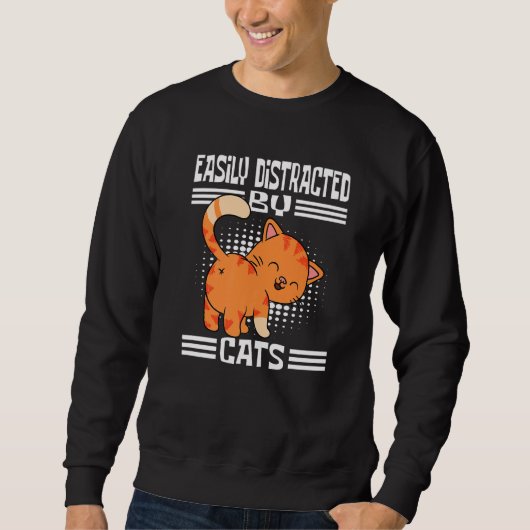 Sweatshirt Cute Chat Facilement Distrait Par Les Chats (Devant)