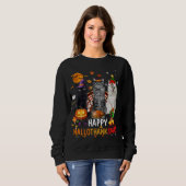 Sweatshirt Cute Chat Halloween Joyeux Noël Joyeux Hallothan (Devant entier)