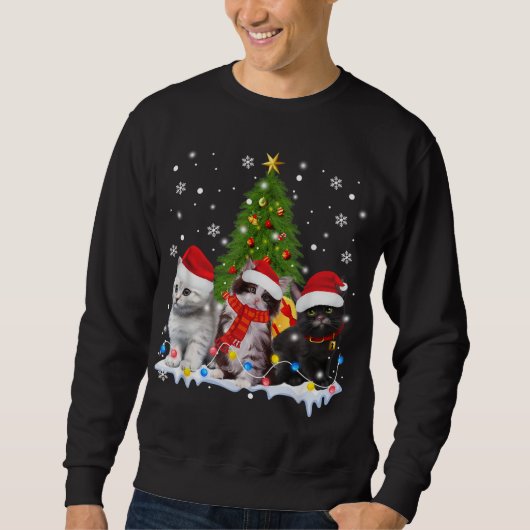 Sweatshirt Cute Chat Noël Arbre Ornament Amoureux de les chat (Devant)
