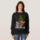 Sweatshirt Cute Chat Noël Arbre Ornament Amoureux de les chat (Devant entier)