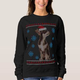 Sweatshirt Cute Chihuahua avec chapeau de Noël Joyeux Noël