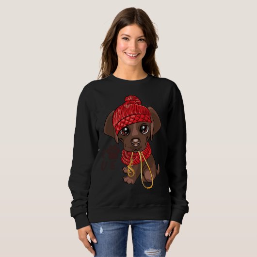 Sweatshirt Cute Chocolate Labrador Choco Labs (Devant entier)