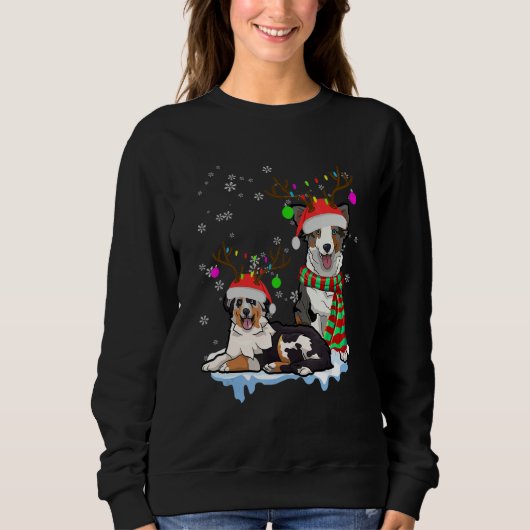 Sweatshirt Cute Christmas Australian Shepherd Santa Hats Rein (Devant)