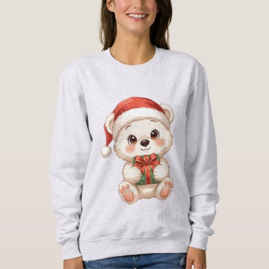 Sweatshirt Cute Christmas Bear Illustration (Devant)