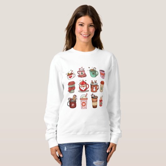 Sweatshirt Cute Christmas Café cacao Retro Pepperment (Devant entier)
